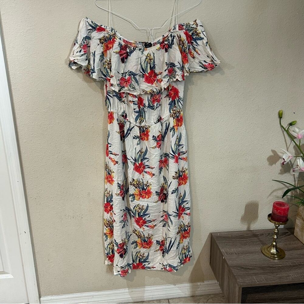 J for Justify Women's 3XL Floral Off Shoulder Maxi Dress Cream Boho Plus Size